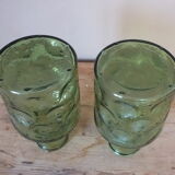 Duo of vintage bottles in Italian glass