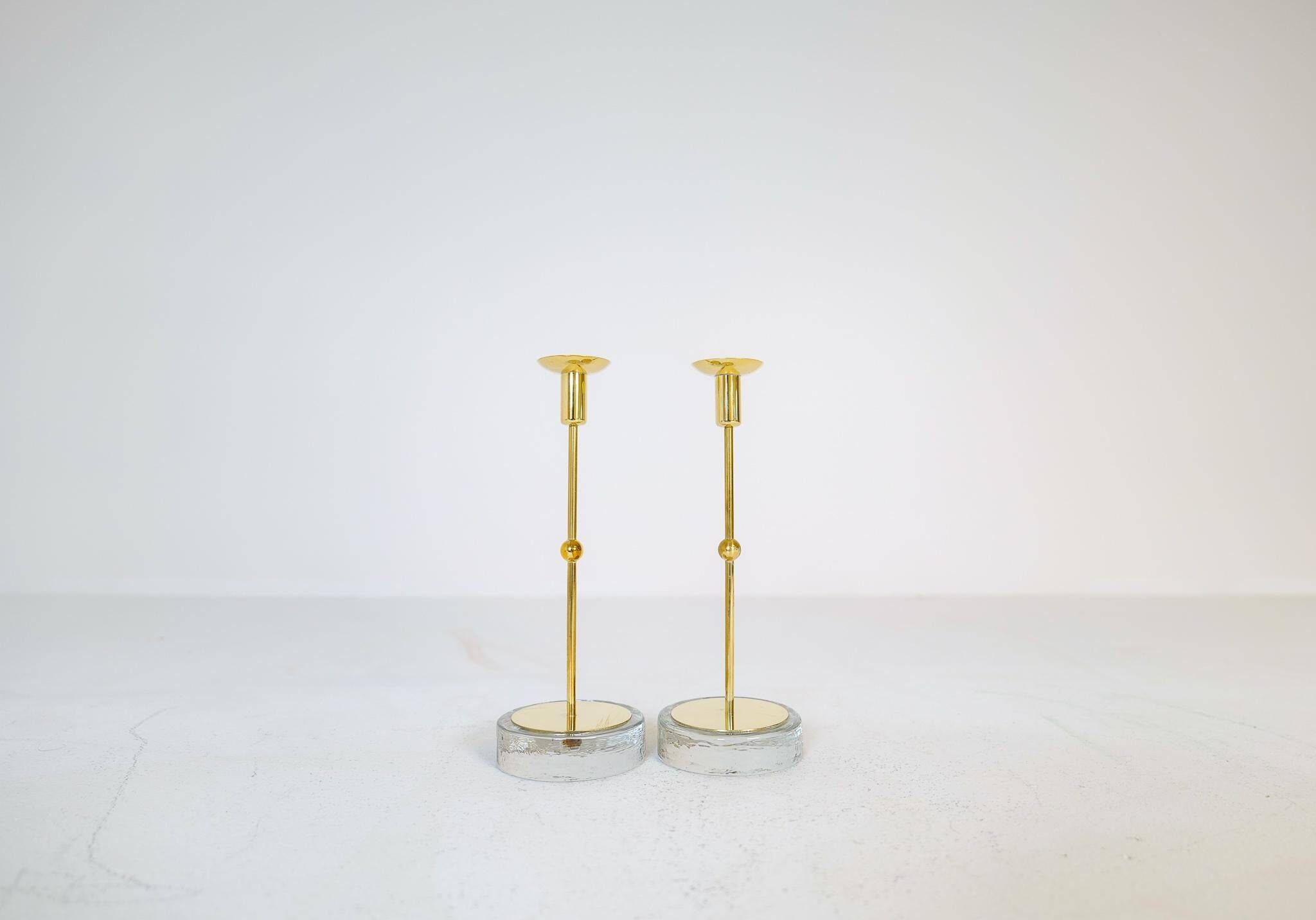 Set of 4 mid-century candle holders Ystad Metall, Sweden, 1950s