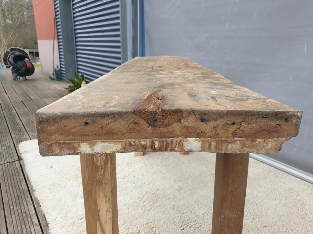 Restored solid wood workbench