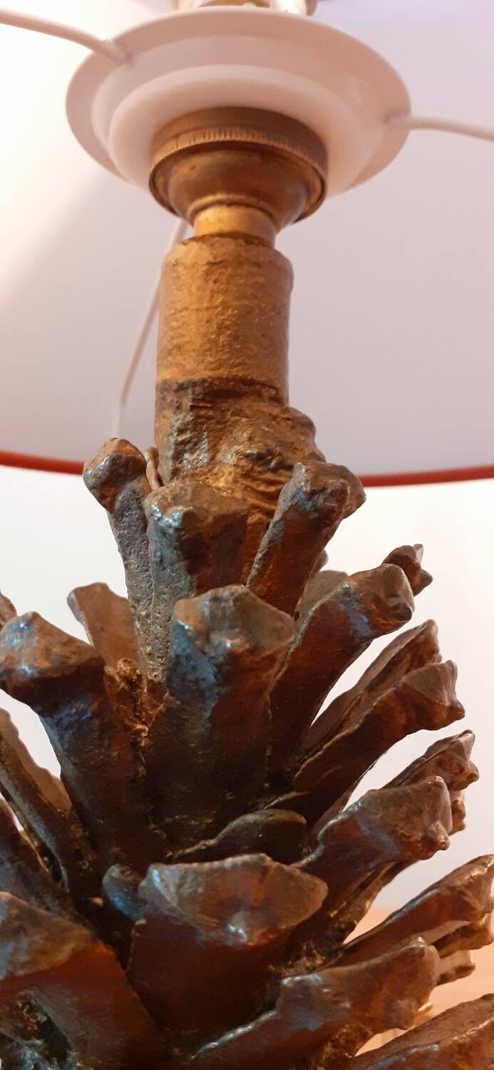 Old bronze pine cone lamp