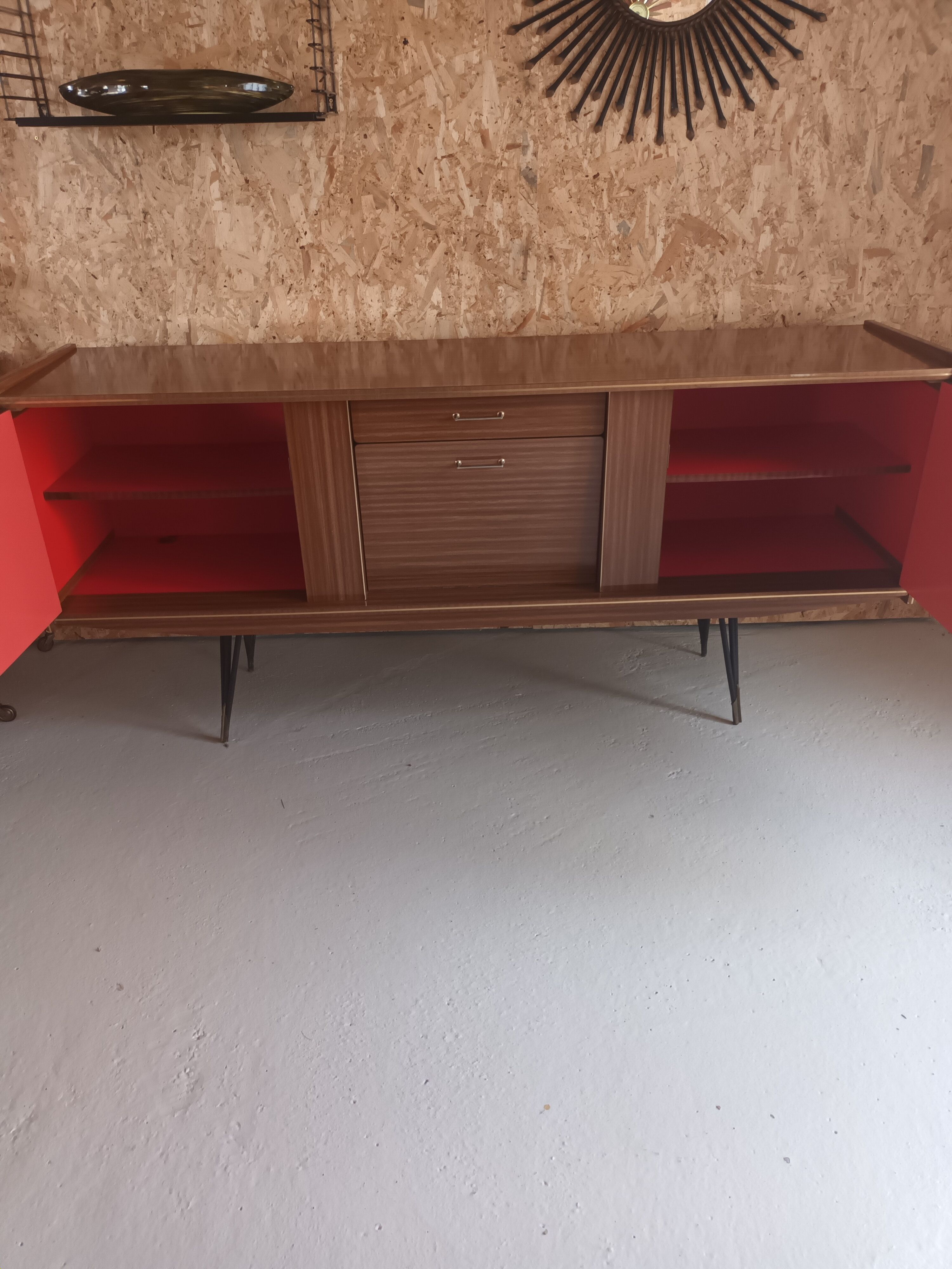 Brown formica sideboard