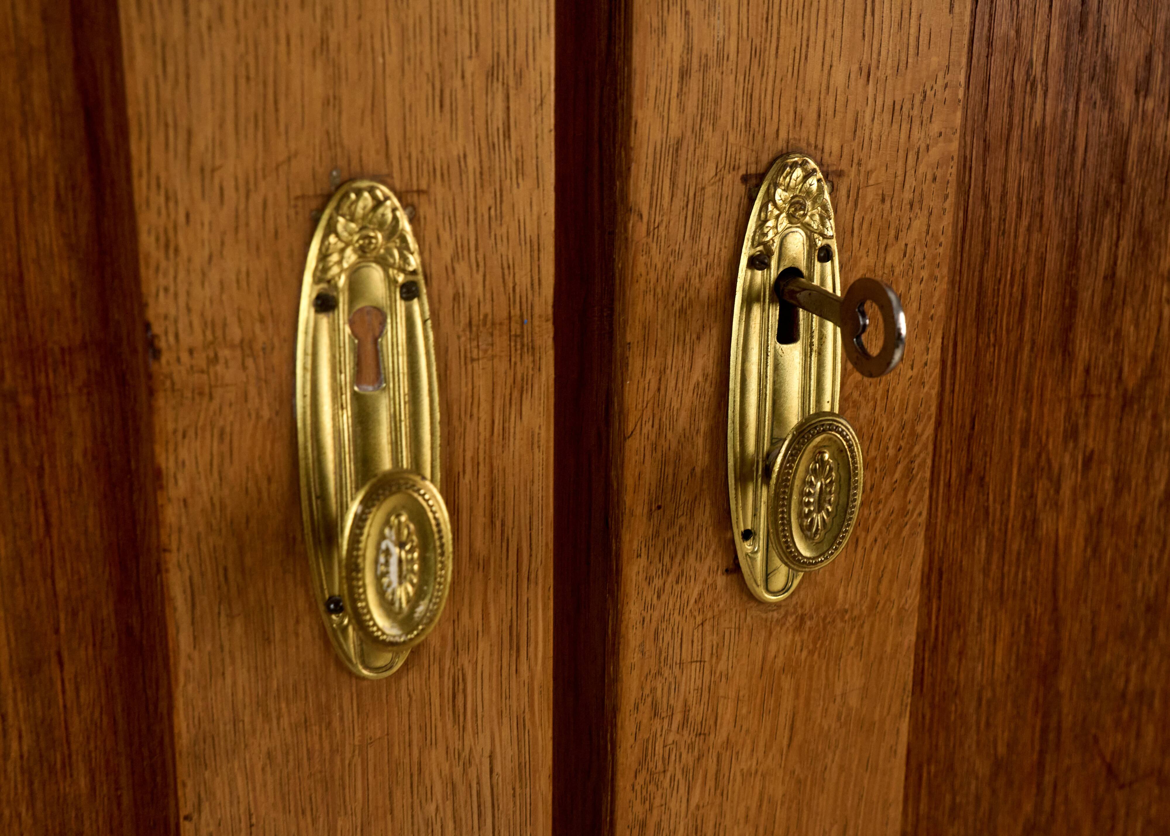 Vintage Wooden Wardrobe, 1930s, Czechoslovakia