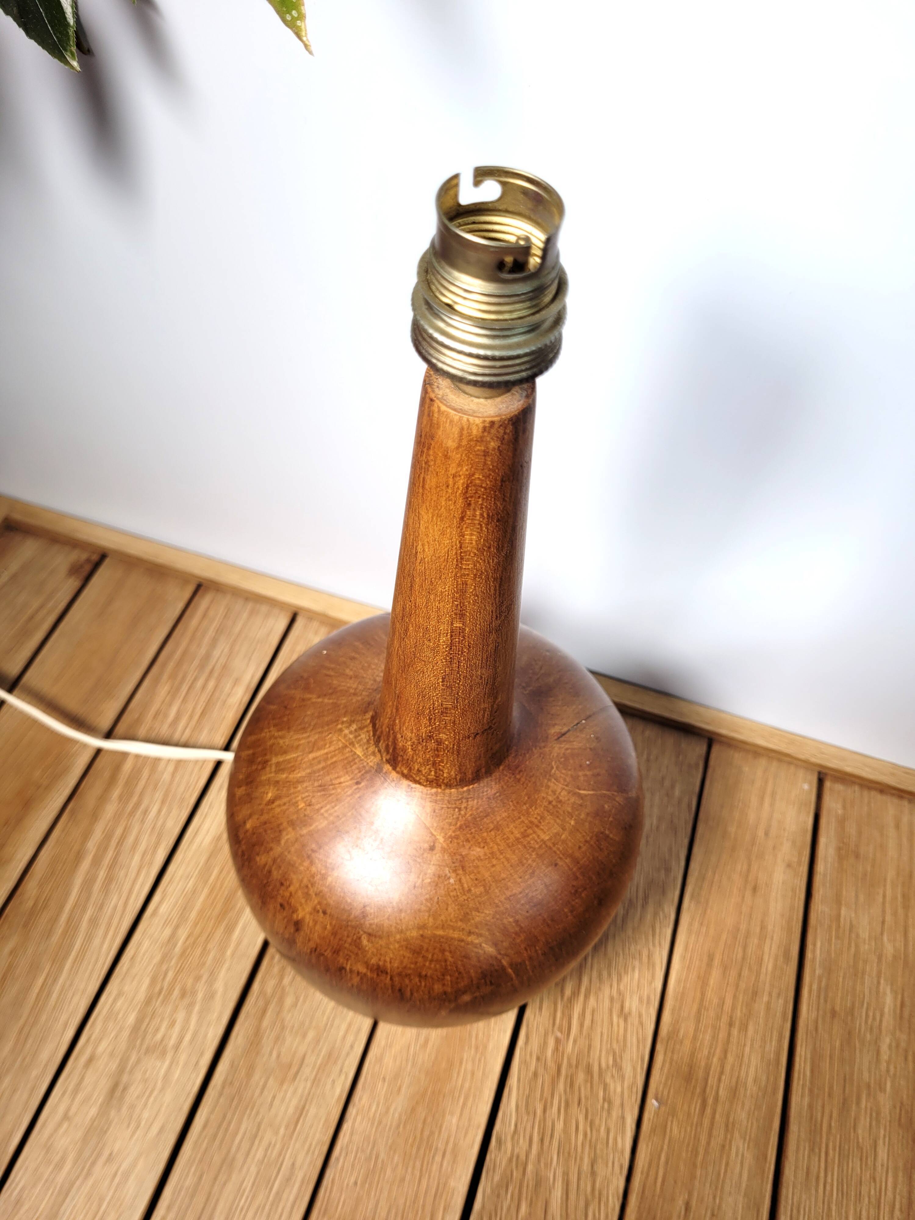 Pied lampe vintage bois tourné brut