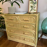 Charming rattan and bamboo chest of drawers.