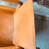 Safari armchair in wood and leather -1950's