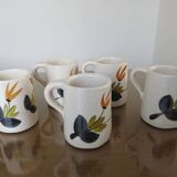 Orangeade set in cracked ceramic, floral pattern from the 60s