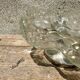 Vintage crystal and moulded glass fruit bowl, metal base.