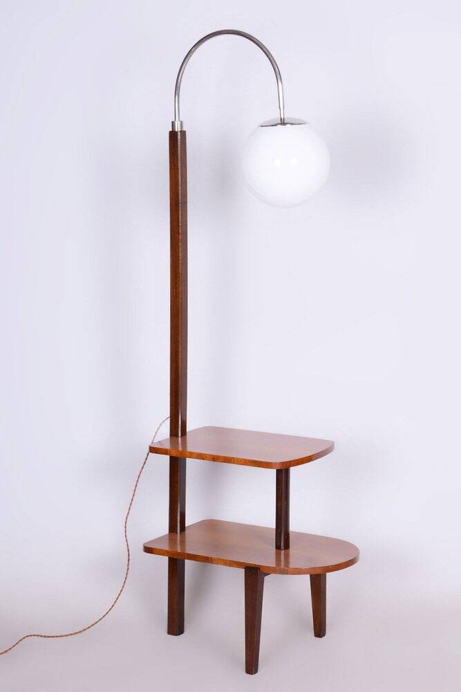 Czech Art Deco Floor Lamp in Walnut attributed to Jindřich Halabala for Up Závody, 1930s