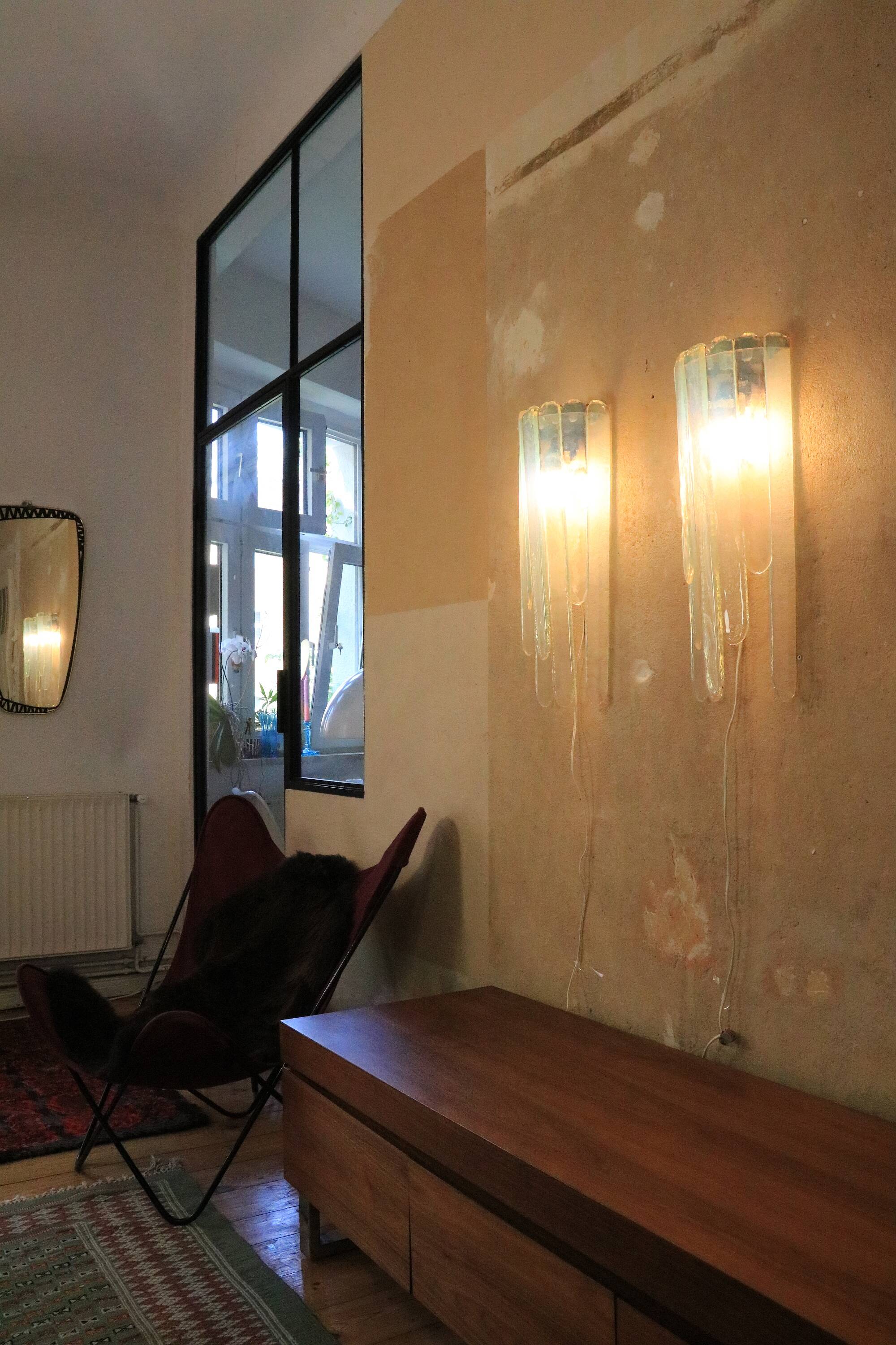 Wall light by Carlo Nason for Mazzega, Cascade, Glacier Blue, 1970s, 1/2