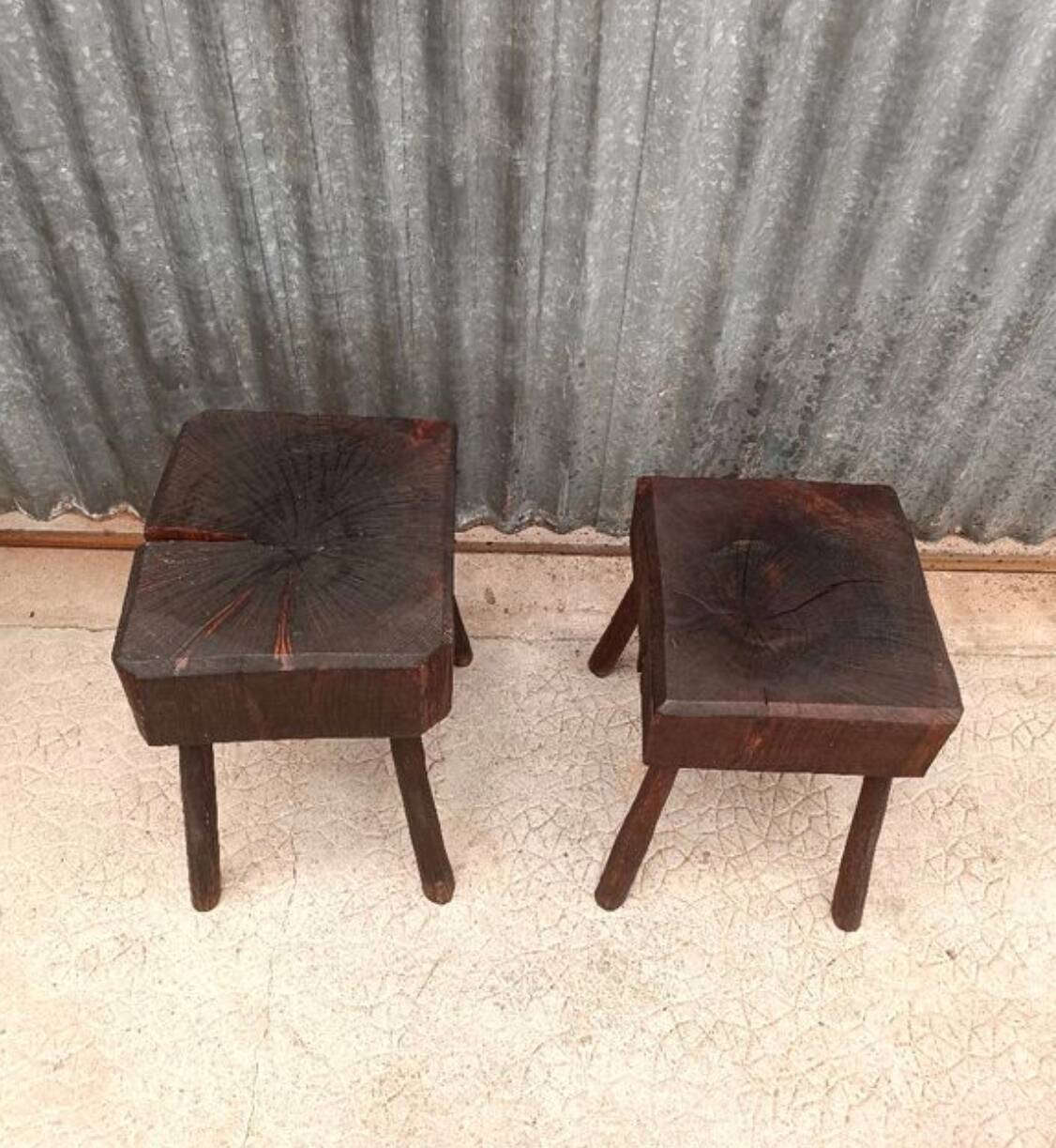 Brutalist stool pair