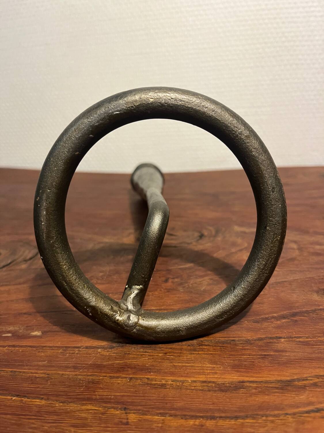 Handmade brutalist cast iron candle holder