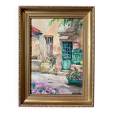 Oil on canvas by Deuzel 20th century farmyard