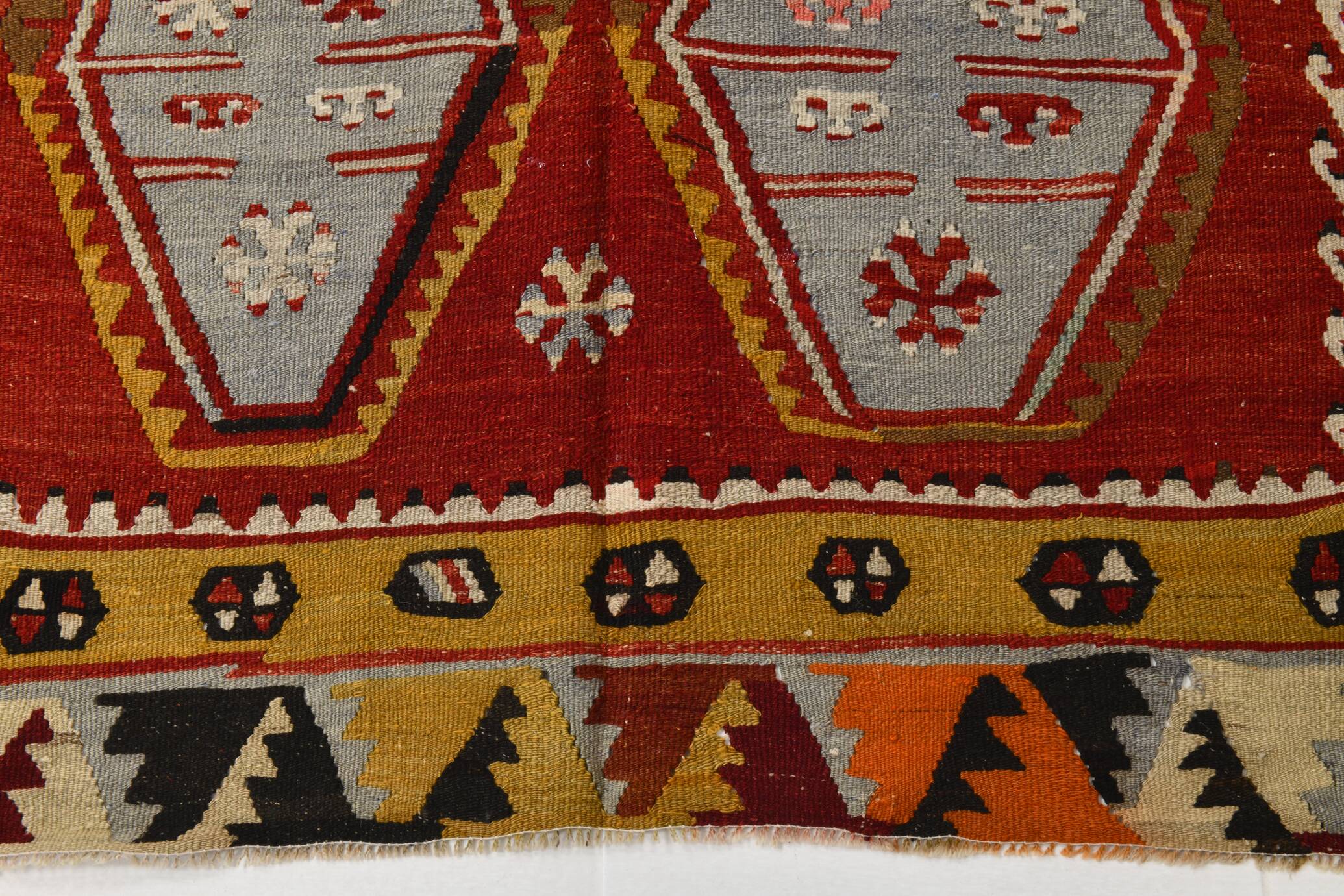 Grand Kilim Designer Vintage, Tapis Anatolien Rouge Fait Main, 149x308 Cm