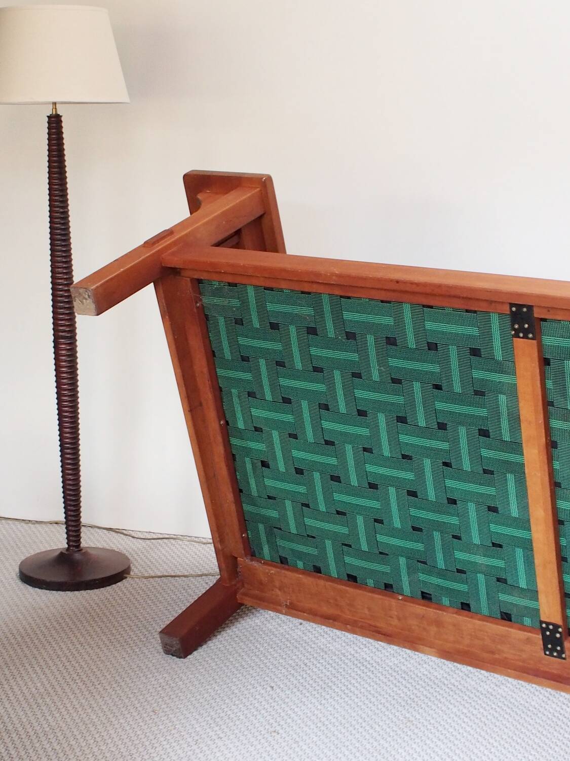 Wood and leather sofa