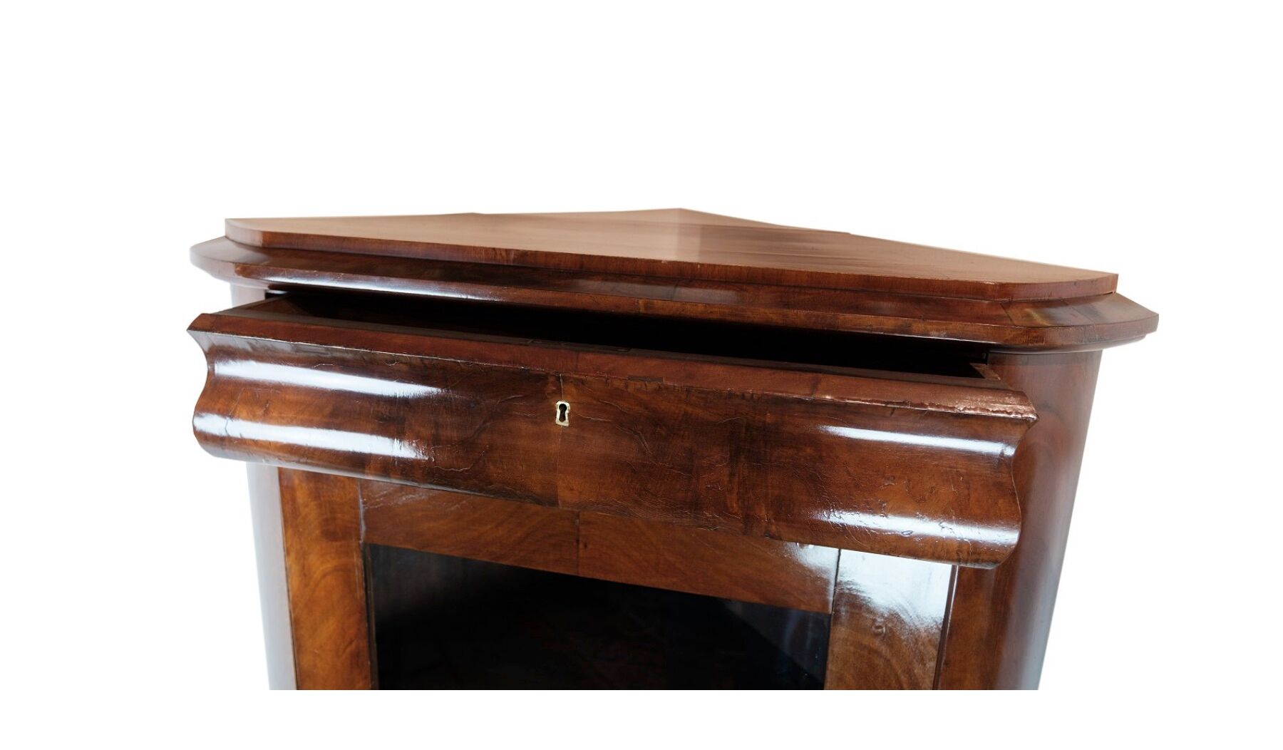 Antique Late Empire Corner Cabinet with Shelves in Mahogany from the 1840s