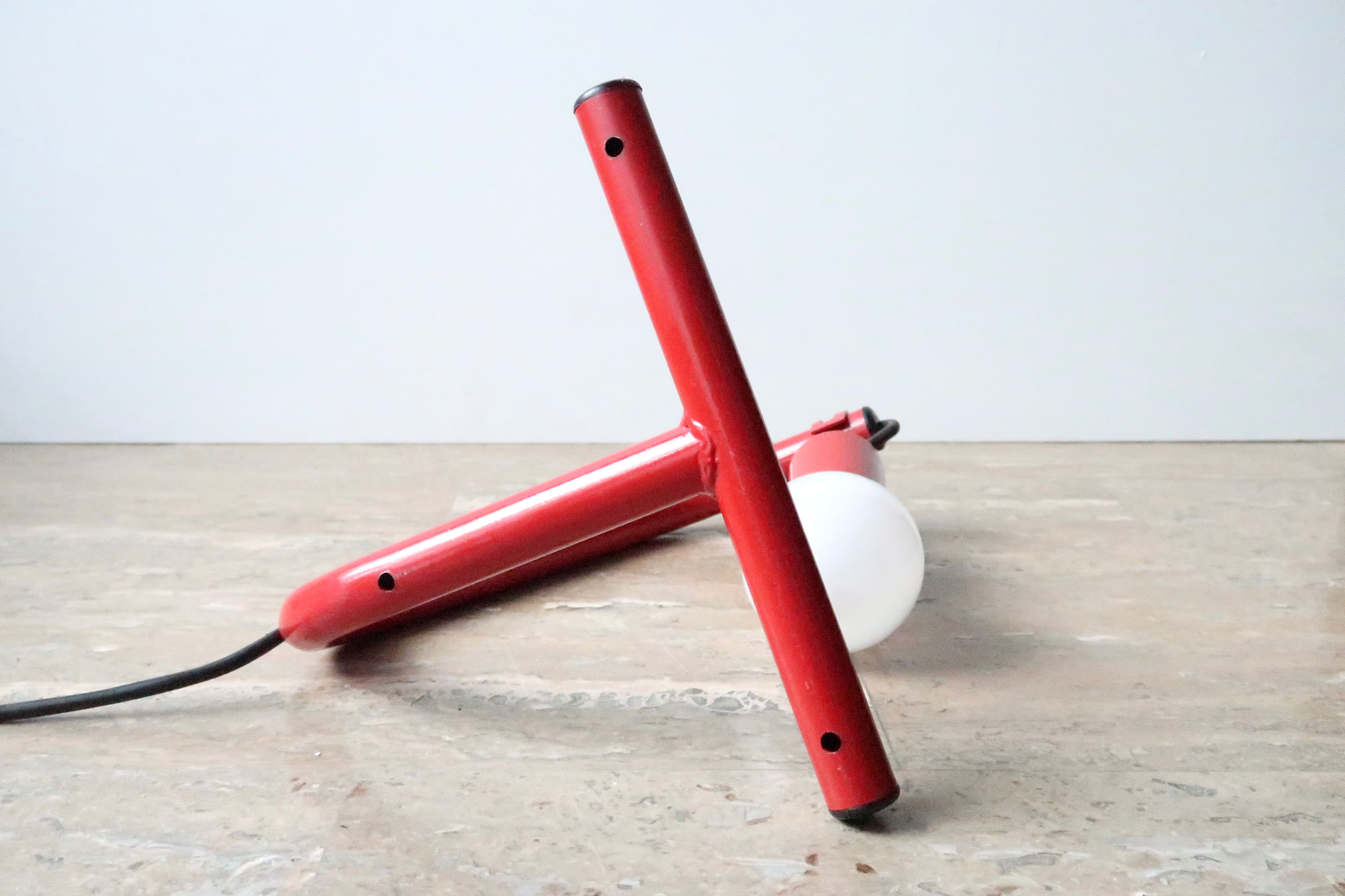 Red tubular lamp, 80s