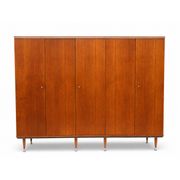 Teak wardrobe with 5 doors, hanging rail and shelves
