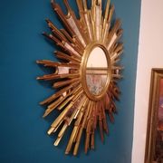 Grand miroir soleil à parecloses - Mid century / Regency - Decknudt