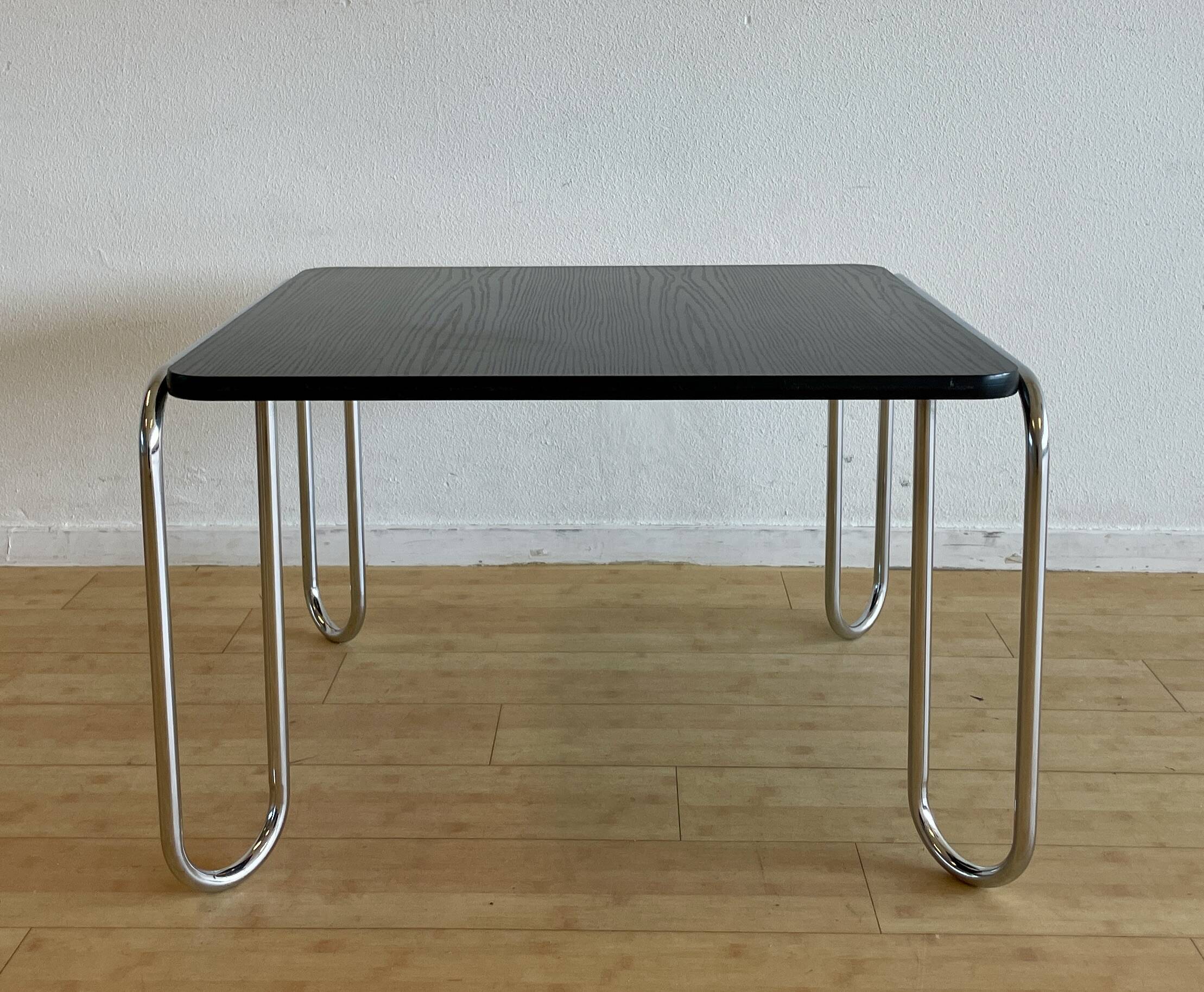 Black, tubular coffee table model B-10 by Marcel Breuer for Thonet