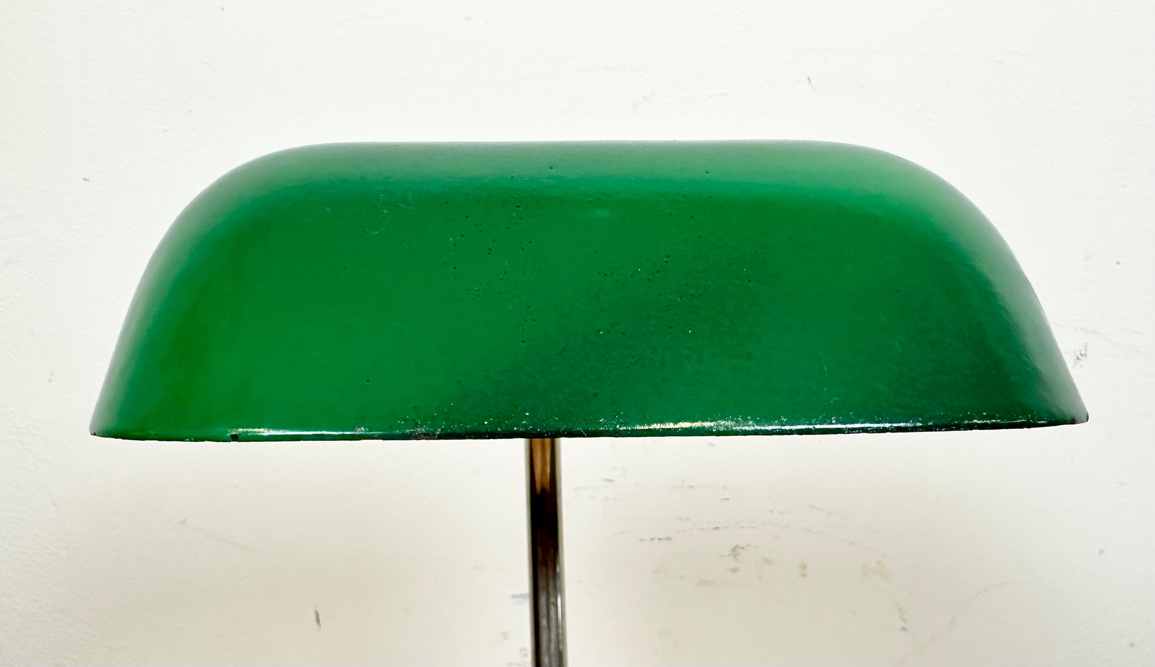 Vintage Green Enamel Bank Lamp, 1950s