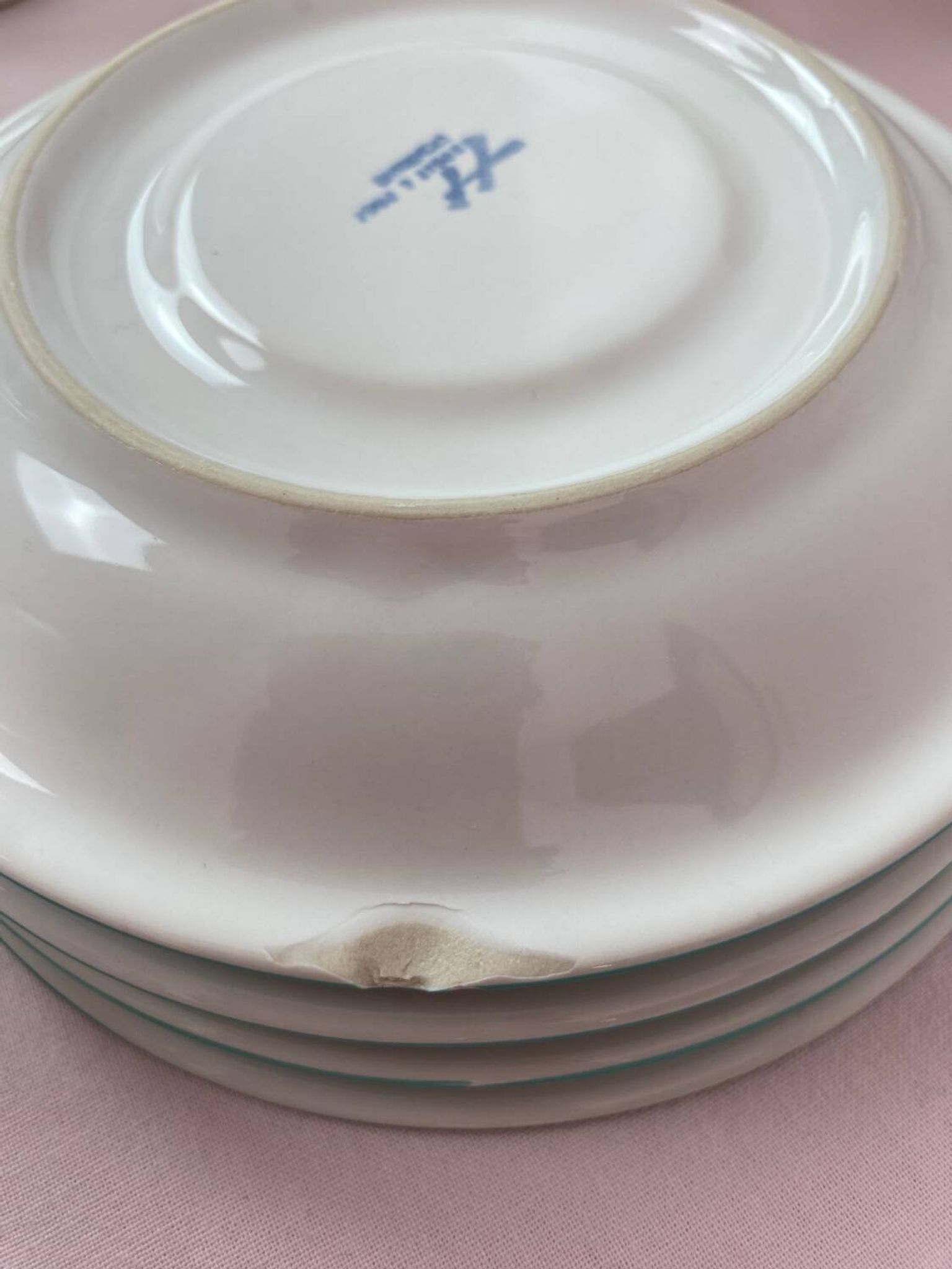 Service blanc et vert vintage