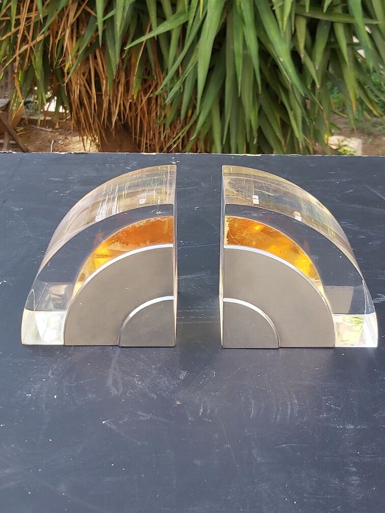Plexi chrome metal bookends in the 70s