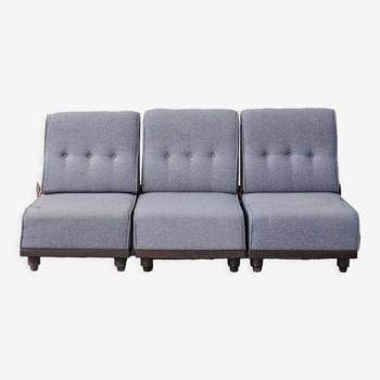 Guillerme et Chambron oak mid-century modular sofa