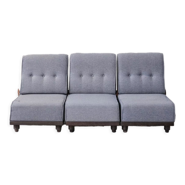 Guillerme et Chambron oak mid-century modular sofa