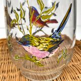 Vintage glass pitcher with birds
