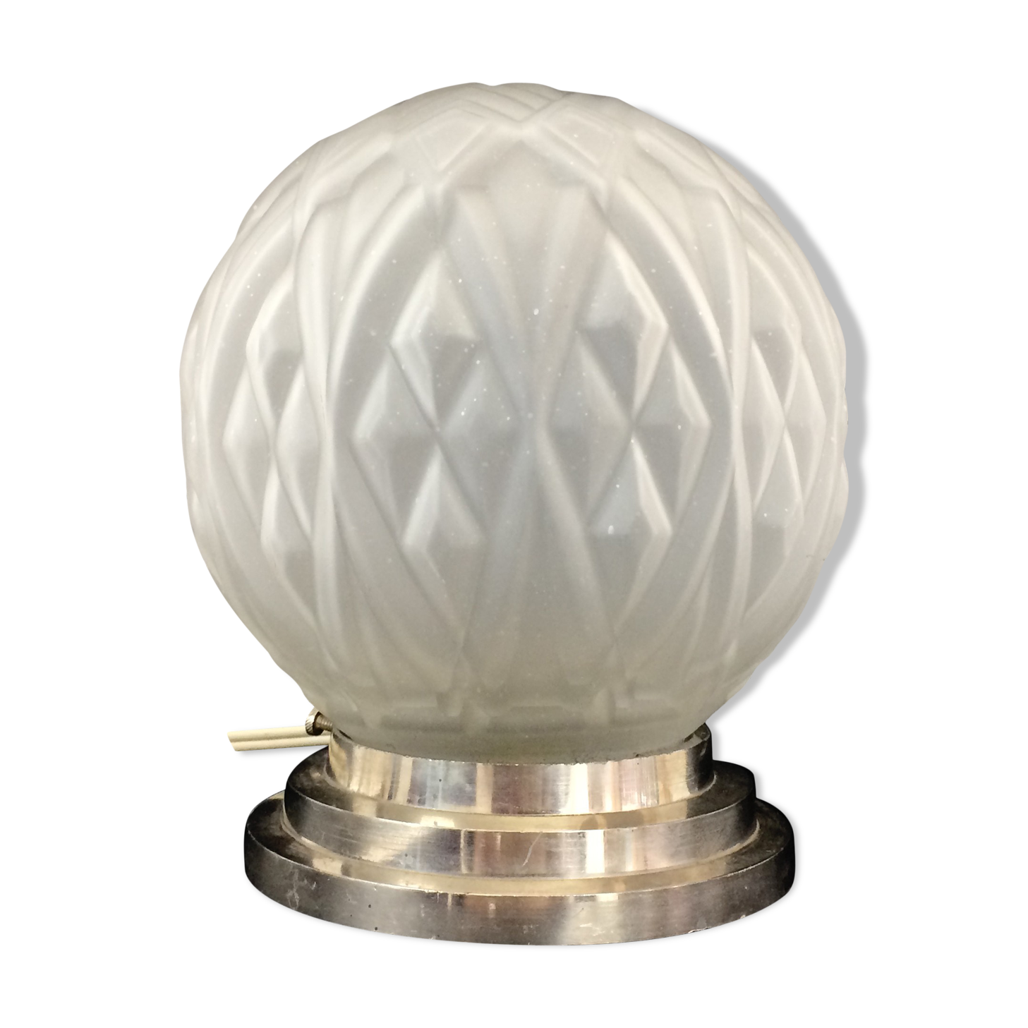 Chrome metal and Art Deco glass globe