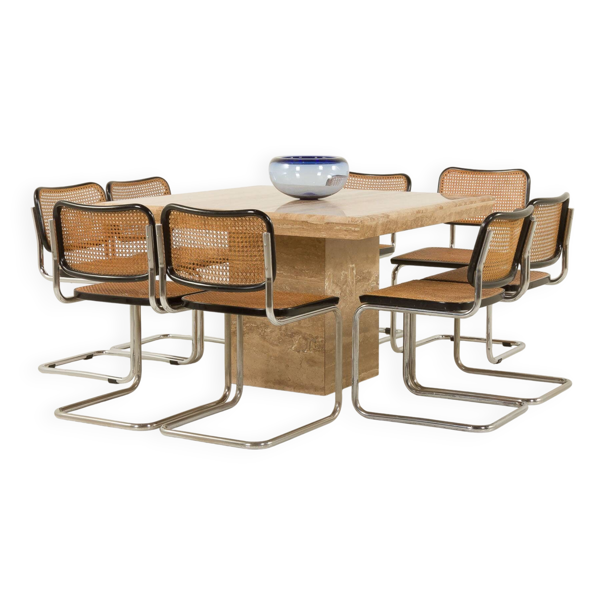 Italian mid century extra large travertine dining table, 1970s