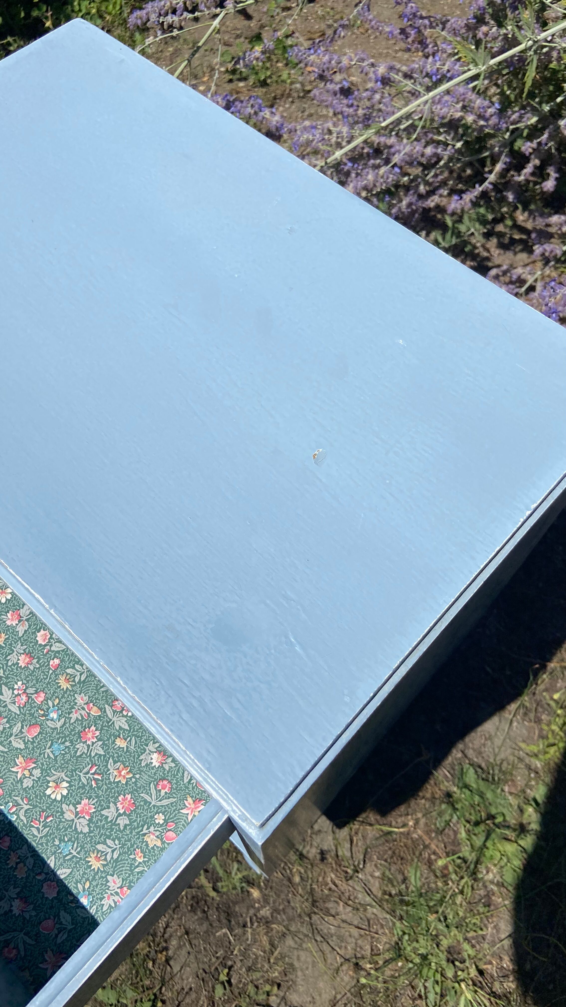 Vintage bedside 1950 gray blue patinated