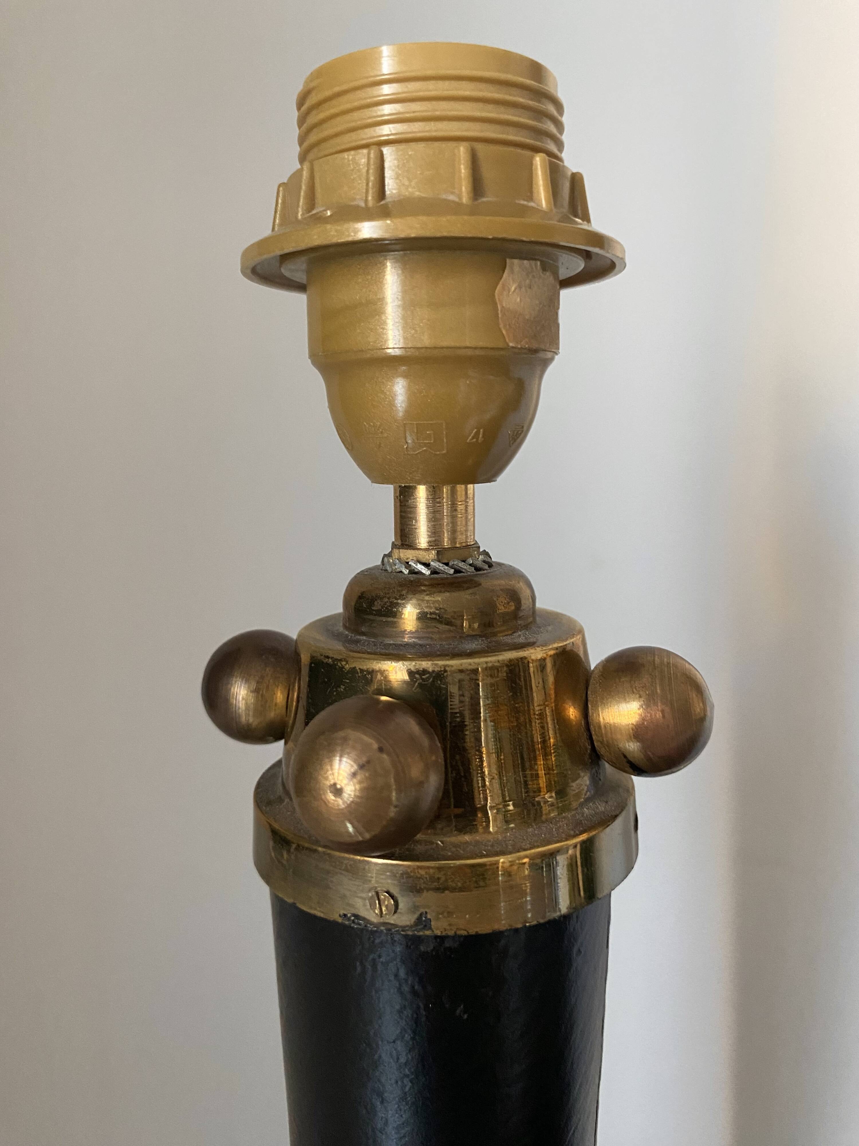 Lampe style Mazda en cuir noir, 1950