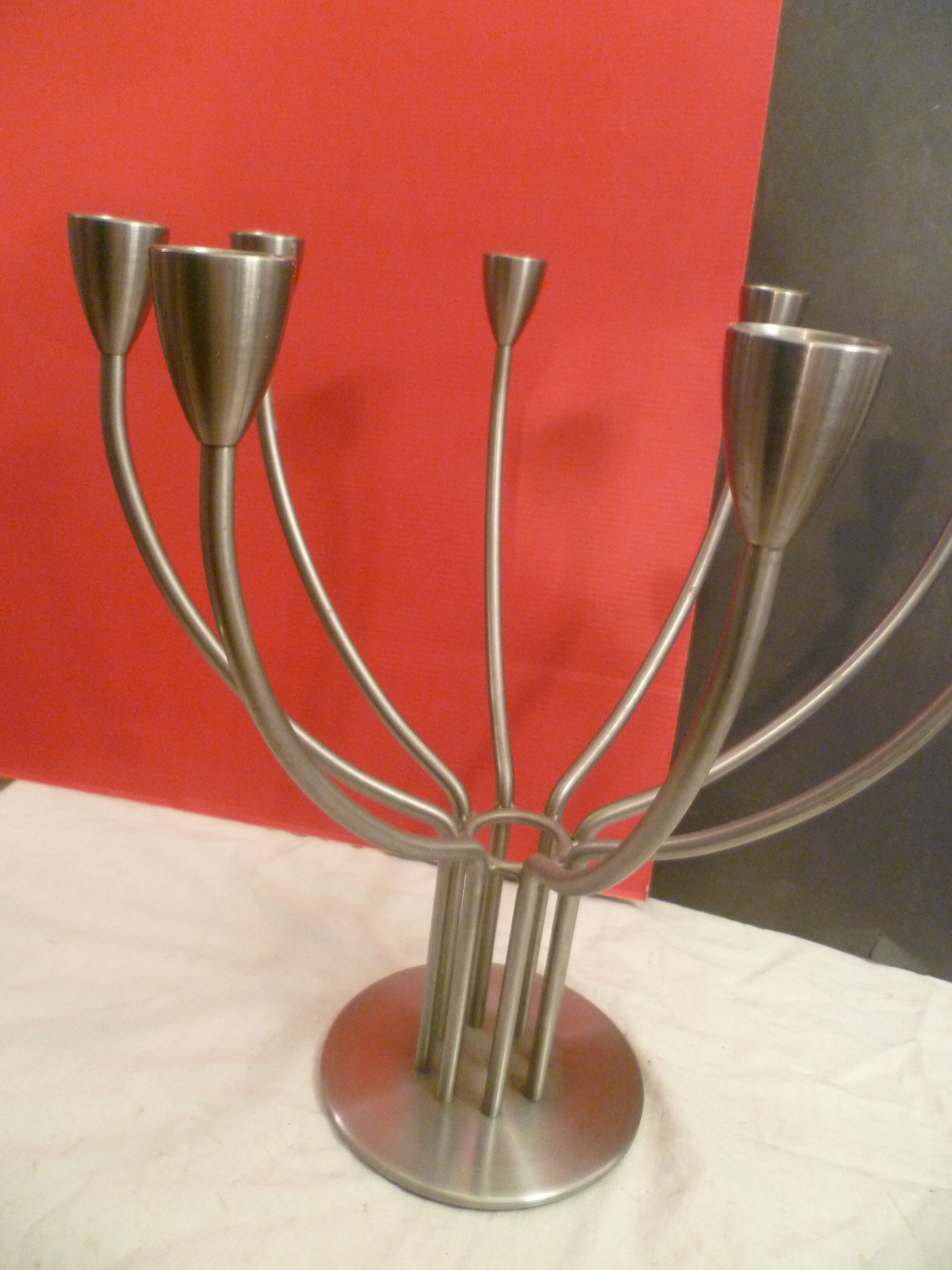 Chandelier design  en acier brosse 8 branches