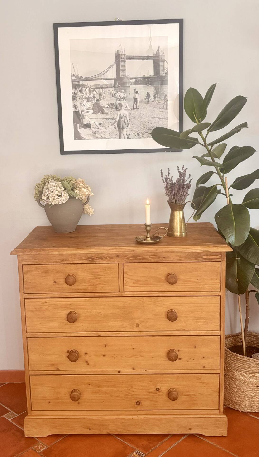 Vintage Solid Pine Commode Restored - Rustic Elegance