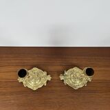 Pair of antique heron candlesticks in gilded brass – Orientalist Art Deco style