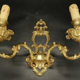 Pair of large Baroque / Rococo / Louis XV style wall lights - gilded bronze