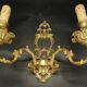 Pair of large wall sconces in Baroque / Rococo / Louis XV style - gilded bronze