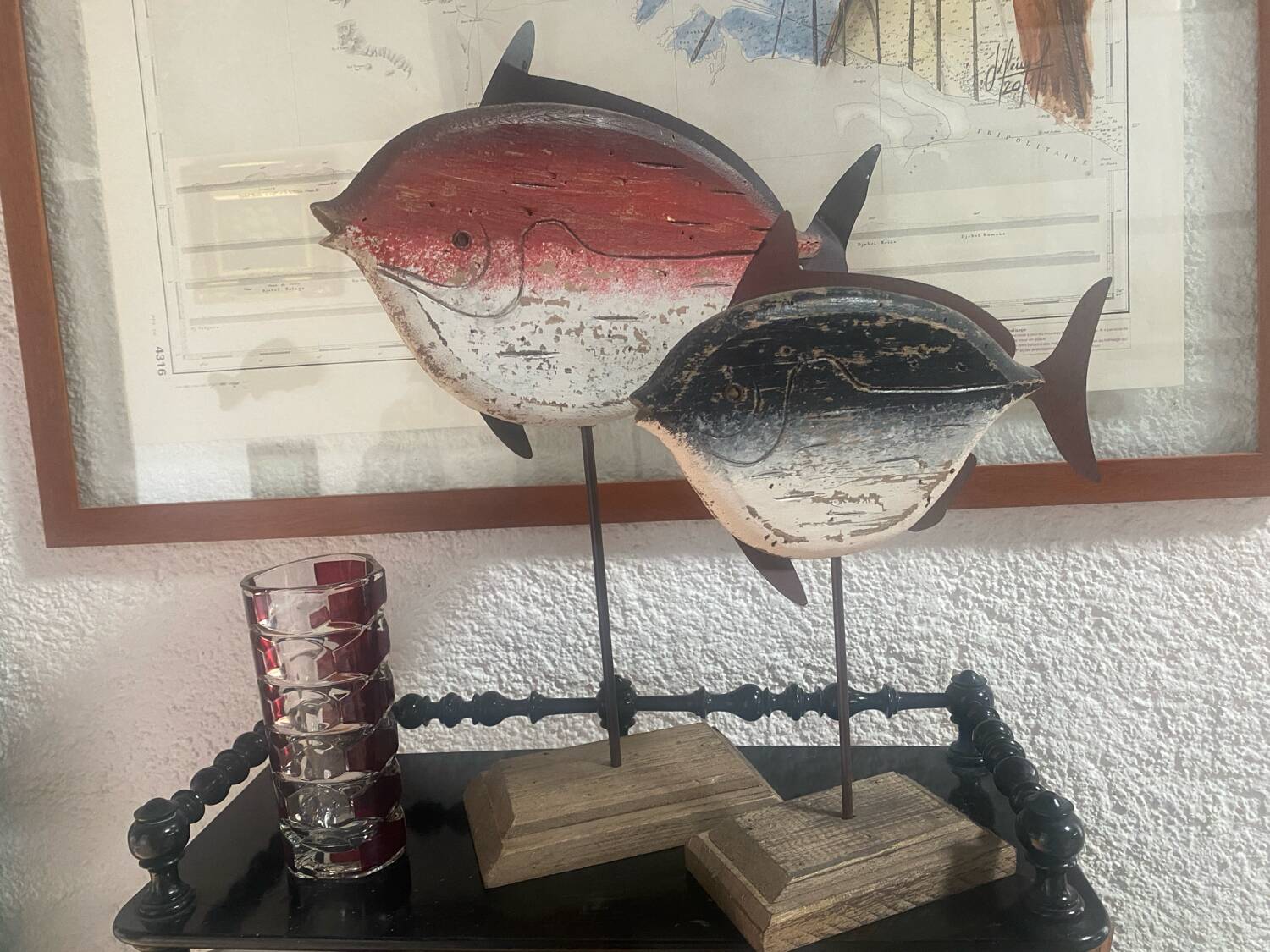 Vintage garnet glass geometric vase