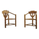 Pair of vintage antique Scandinavian oak Monk chairs, Sweden 1950s