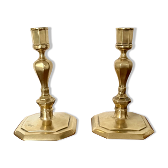 Pair of brass candle holders