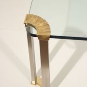 Table basse en bronze & verre trempé par Peter Ghyczy, 1970s