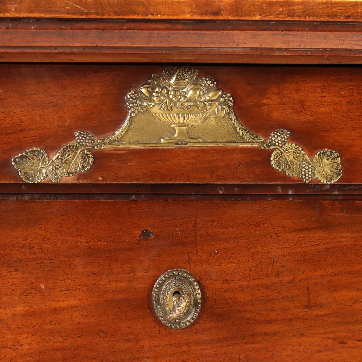 Ancient Empire commode in walnut and bronze, Italy, 19th century.