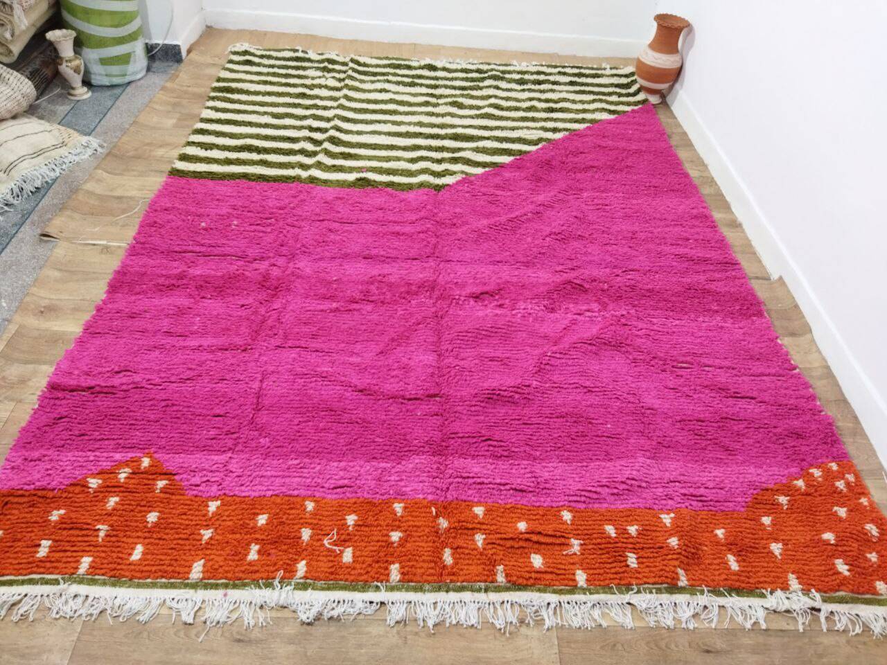 Handmade wool Berber rug 360 x 273 cm