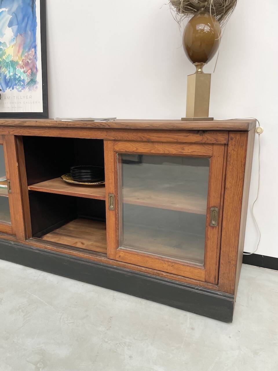 Enfilade de métier XXL chêne portes vitrées