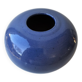 Vase boule en céramique couleur bleue Non signé