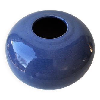 Blue ceramic round vase Unmarked