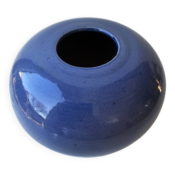 Blue ceramic round vase Unmarked
