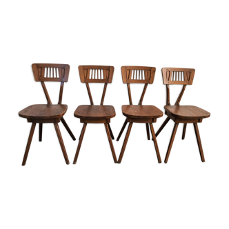 Set of 4 oak chairs, design 60s