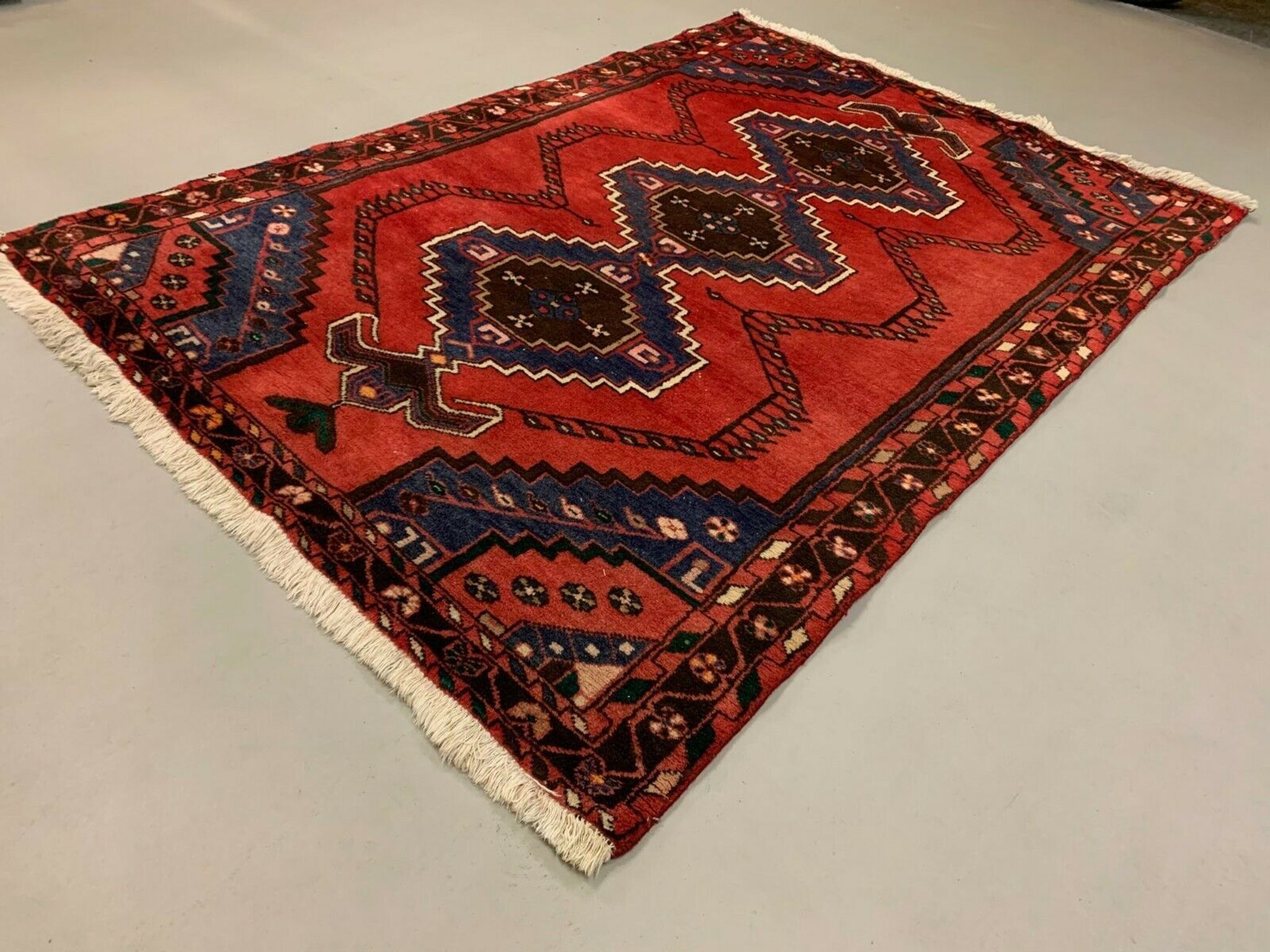 Vintage Tribal Rug 205x137 cm Wool Oriental Hand Made Rug Red, Navy